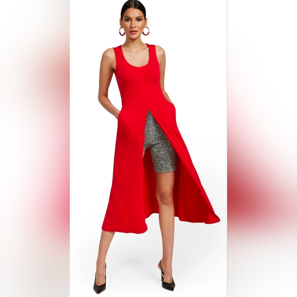 New York & Company Front Slit Midi Tank, Size Large
